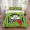 Green Monster Face Print 3Pcs Bedding Setduvet Cover With 2 Bedropillowcase Home Birthday Gift