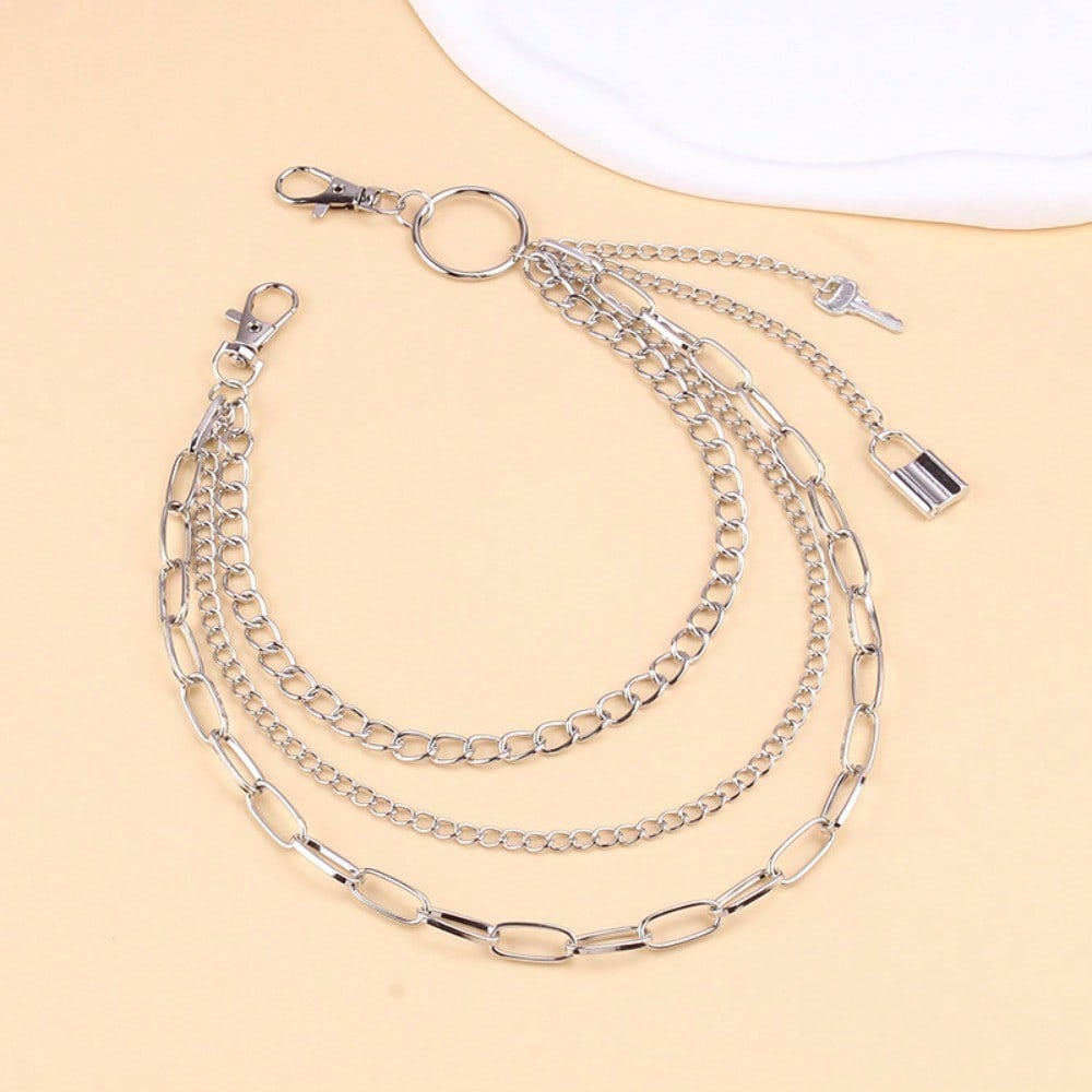 European and American Jewelry Hip-hop Fashion Padlock-shaped Waist Chain Women's High-end Accessories Pendant Trouser Chain