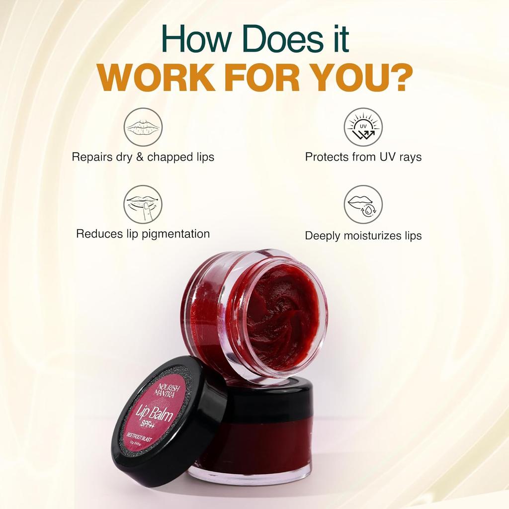 Nourish Mantra Beetroot Blast Lip Balm SPF 12g with Beetroot Extract, Olive Oil, Shea Butter