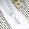 S925 Sterling Silver Brooch Pendant Necklace with Zircon Beads and Double Layer Cross Chain