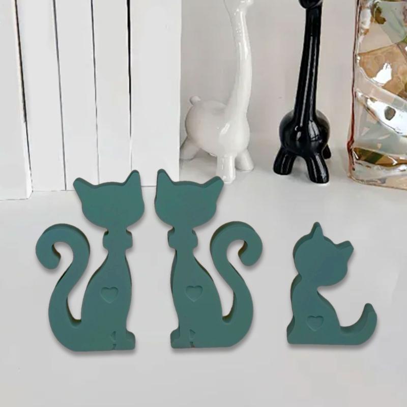 Cats Family Figurine Silicone Molds for Epoxy Resin Making Candle Soap Home Decoration Chocolate Molds Fondant Molds