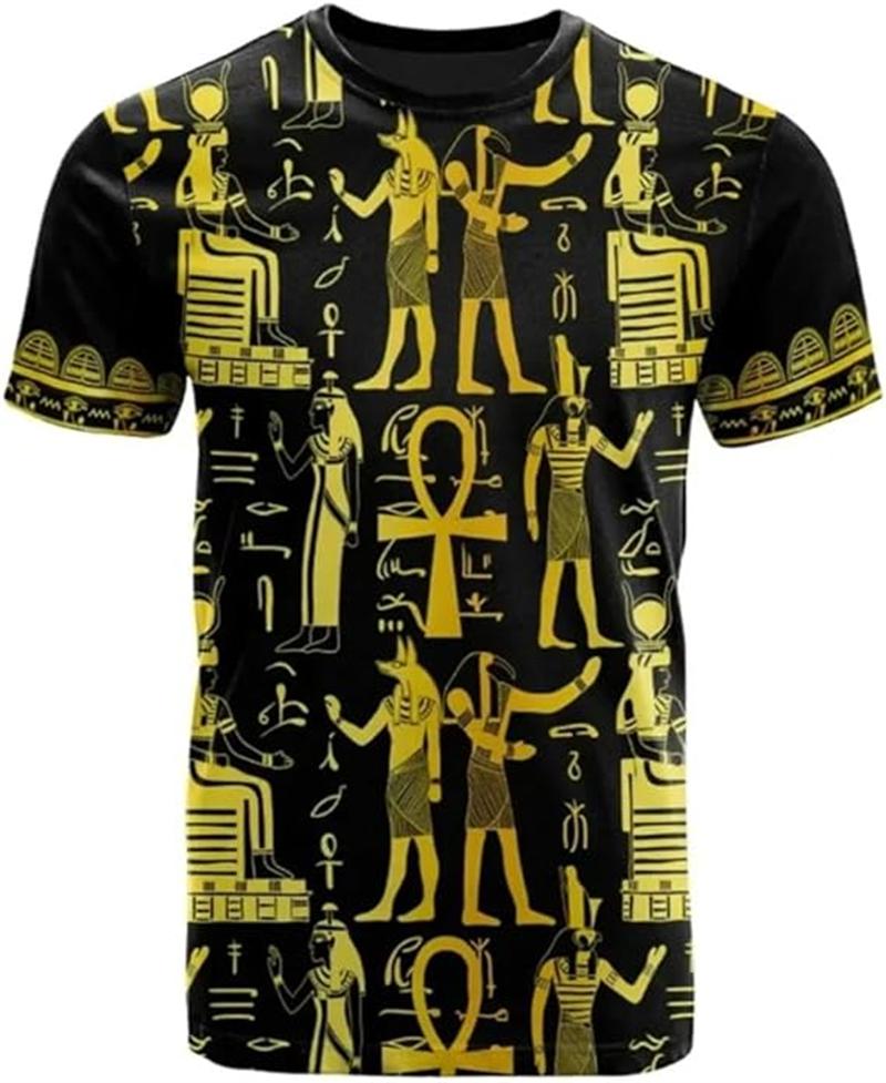 Vintage Altes Ägypten 3D Gedrucktes T-Shirt Herren Damen Sommer Lässig Kurzarm T-Shirts Mode Straße Rundhals Tee Tops