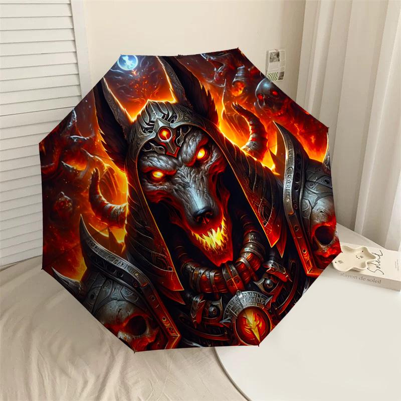 

1PC Wolf Warrior Umbrella-8-Rib Reinforced, Automatic Open, Lightweight & Durable, Cute Fashion Accessory for Outdoor, Beach or Casual Use, Beach Umbr
