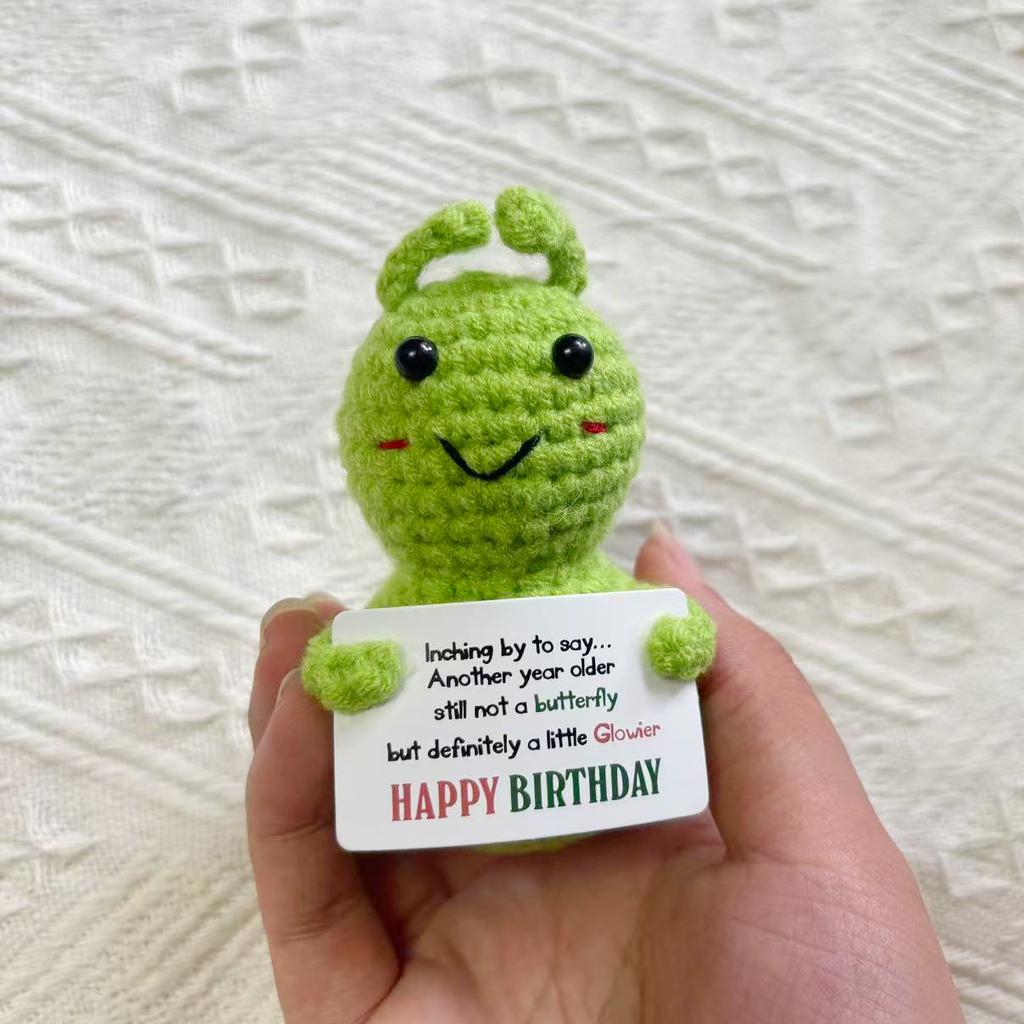 Funny Handmade Knitting Caterpillar Doll Desktop Ornament Christmas Gift Emotional Support Crochet Caterpillar Home Room Decor