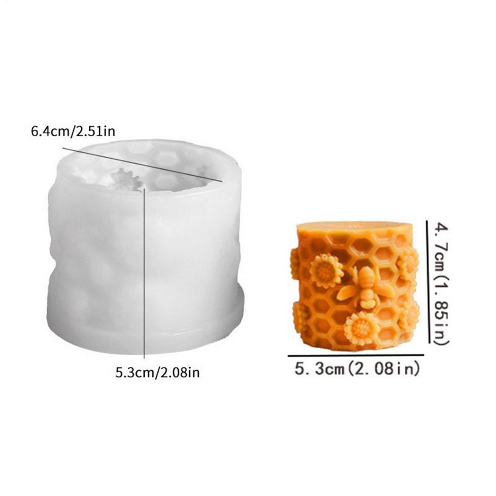 Bee Cylinder Silicone Mold Cylinder Soap Mold Silicone Candle Mould Quick Release Casting Home Decoration Animal Resin Art