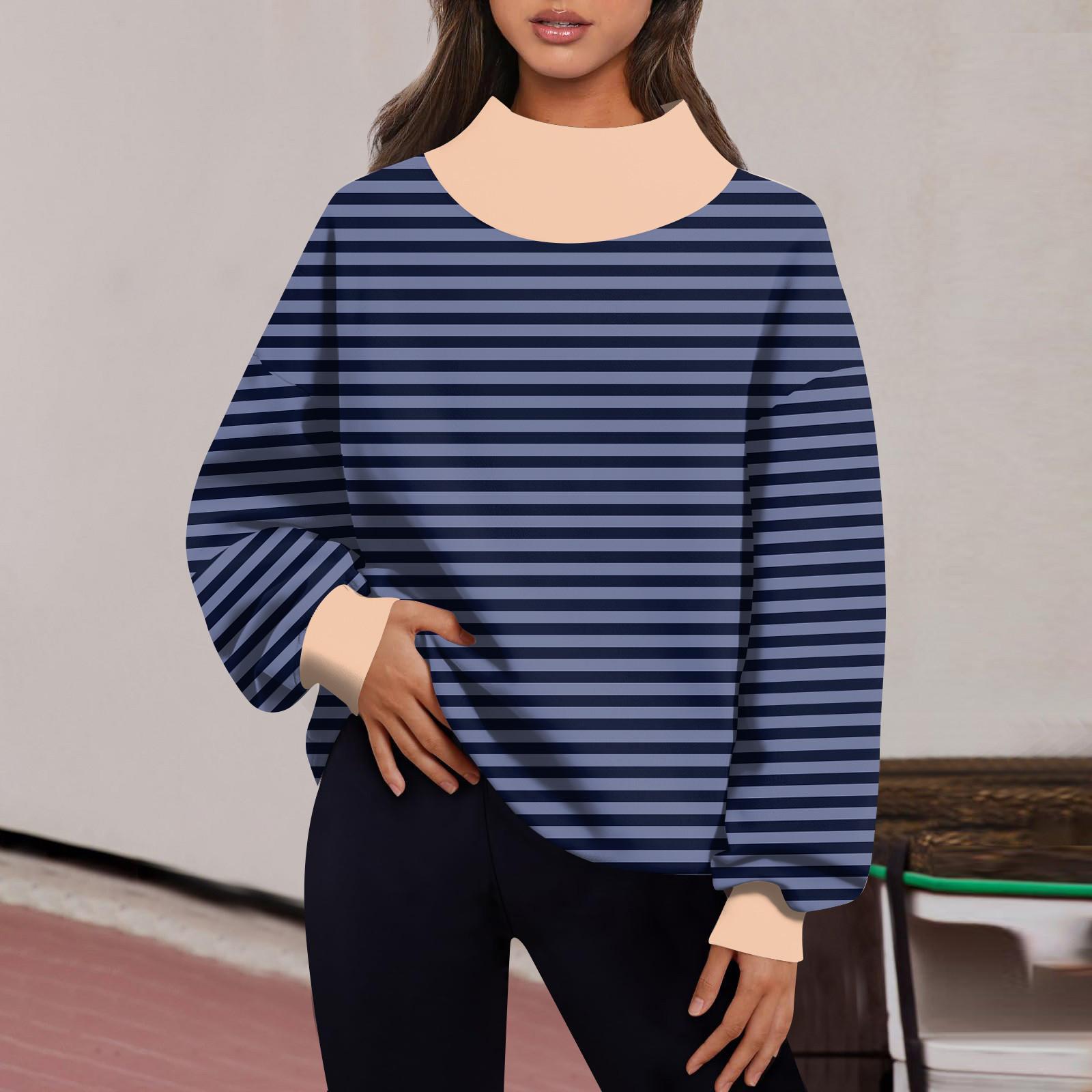 

Женская мода сплошной цвет с длинным рукавом свободный разрез половина водолазка толстовка топ XL