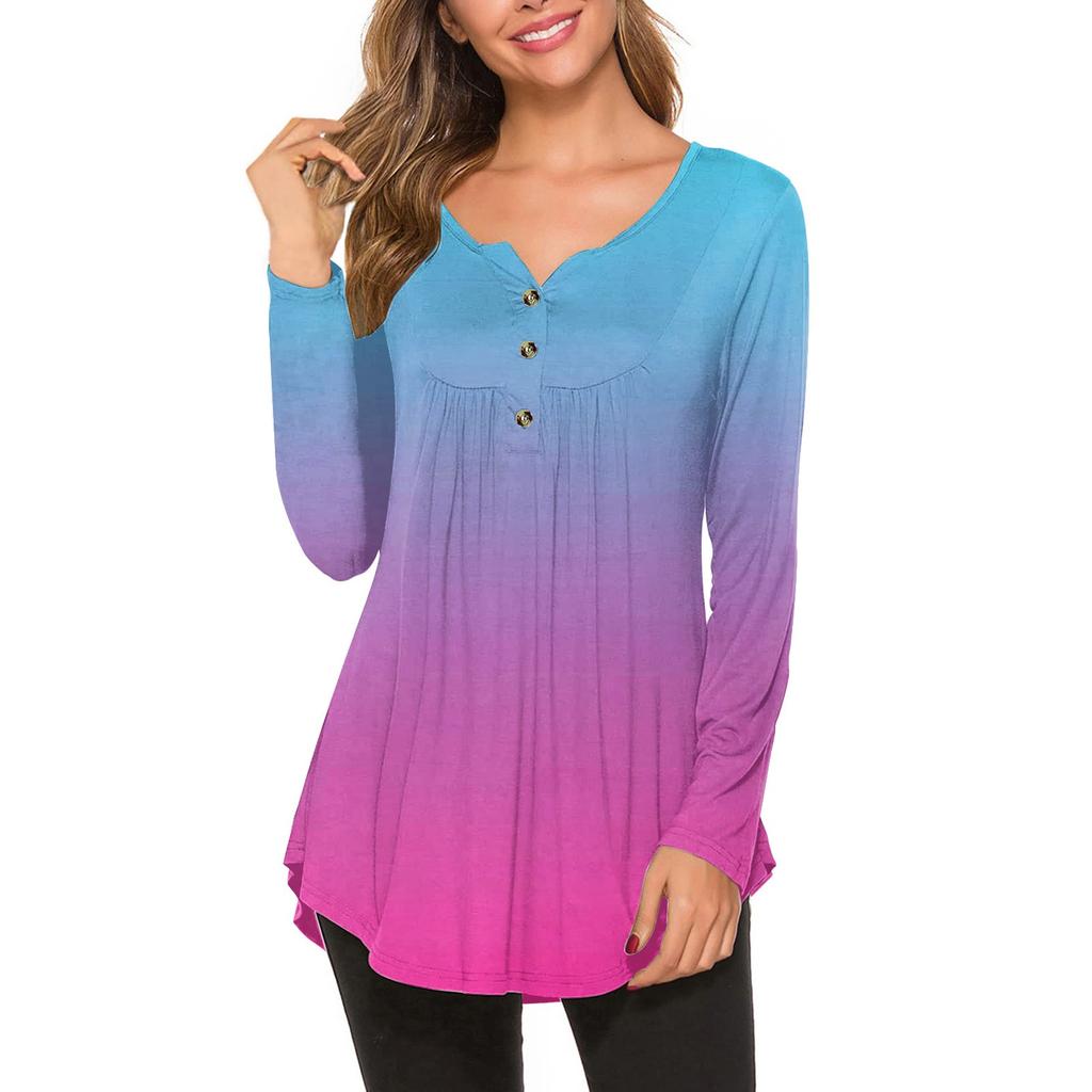 Women's Fashion Versatile Casual Popular Round Neck Neckline Printed Long Sleeve Top