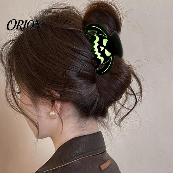 Fluorescent Pumpkin Hair Accessories Halloween Claw Clips, Luminous Ghost Pattern Acrylic Anti-slip Creative Party Gifts Glow in The Dark Grippers for