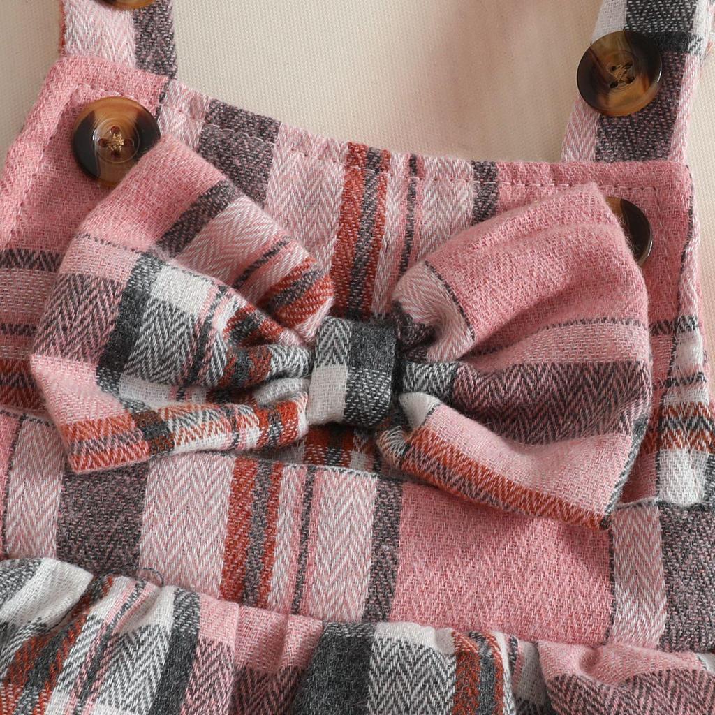 Baby Girl Summer Skirt Set: Ribbed Bodysuit, Plaid Romper & Headband