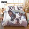 Sett med dynetrekk for fransk bulldog, King size, Søt valp, Dyretema, Sengetøy for barn og tenåringer, Polyester, 2/3 deler, Mykt dynetrekk