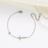 Cross Bracelet for Women Simple Single Chain Fancy Cross Anklet Charm with Shiny CZ Fashion Versatile Female Trendy Zircon Gift