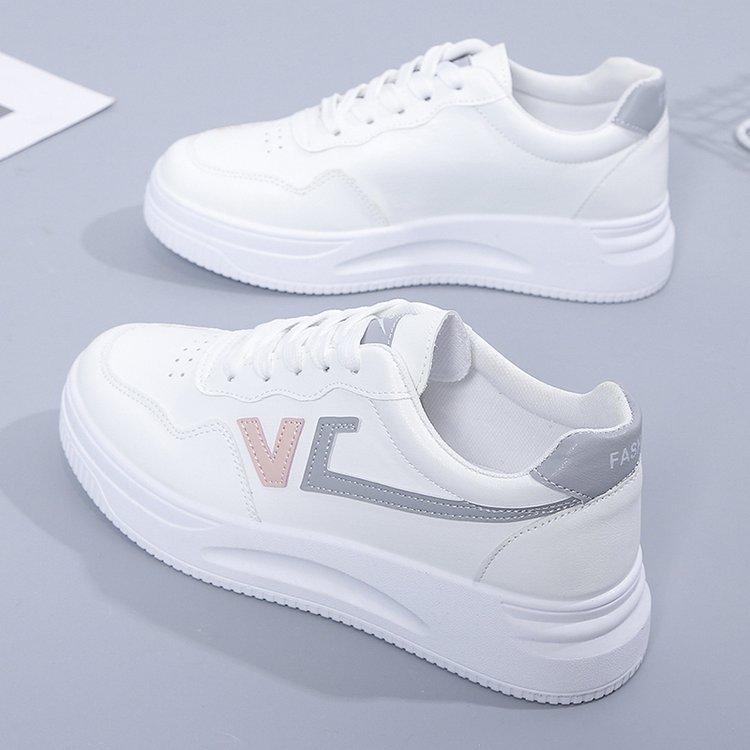 

Новые летние кроссовки на платформе и платформе с круглым носком на шнуровке, женские легкие универсальные женские повседневные белые туфли оптом 35