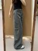 American Style Cement Gray High Waist Wide Leg Denim Jeans for Women - Plus Size Slimming Loose Fit (Autumn 2025)