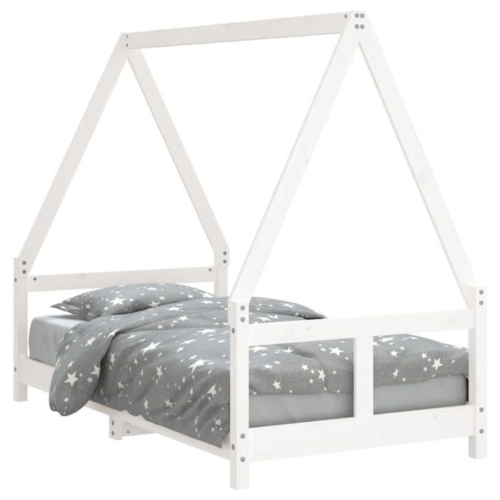 VidaXL Cadre de Lit pour Enfants, Lit Simple avec Sommier à Lattes, Meuble de Chambre à Coucher, Scandinave, Blanc 80x160 cm 834460