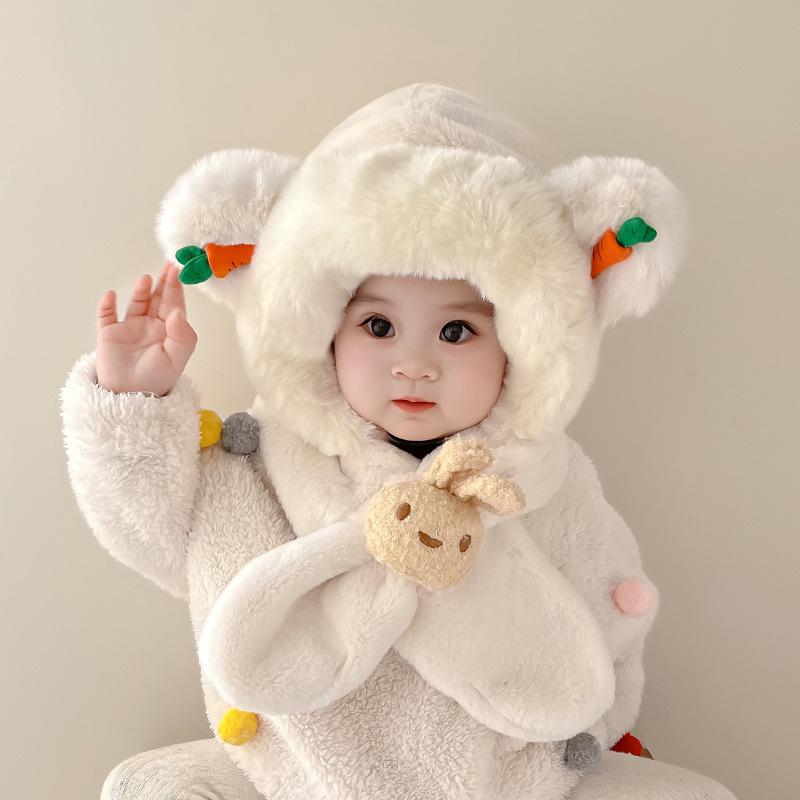 Children'S Hat Baby Scarf In One Cute And Super Cute In Autumn And Winter Thick And Warm Baby Ear Protection Hat For Boys And Girls