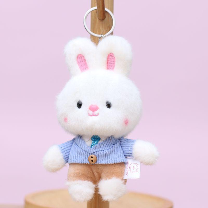 1/4PCS Rabbit Stuffed Animals for Girls Boys Adults Mini Animals Plush Toys Key Chains Cute Bunny Plushies with Coat Clothes