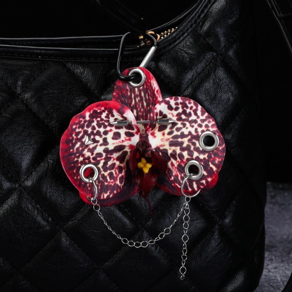 Fashion Simulation Flower Orchid Lily Keychain Colorful Backpack Decoration Flower Bag Pendant Gifts Backpack Hangings Decor
