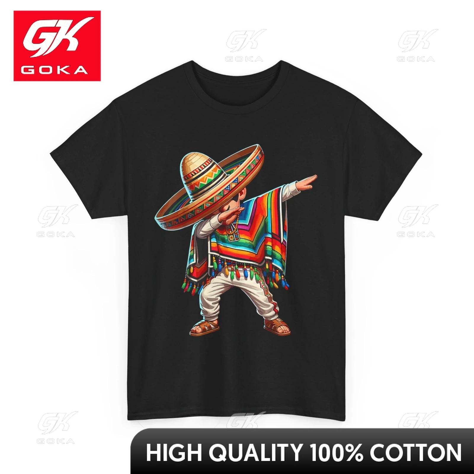 

Mexican Boy Dabbing Poncho Cinco De Mayo EcoFriendly Flexible Soft Cotton Tee Boho Classic Abstract Tees 4XL
