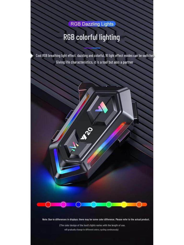Y20 Bluetooth Full-Face Helmet Headset with RGB Lights and Heavy Bass