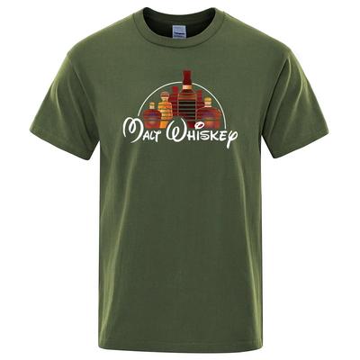 Summer Men's T-shirt 100%  Funny Malt Whiskey Print Summer Loose O-neck Cool T Shirt for Men Short Sleeve T-shirt Male Tee#Color