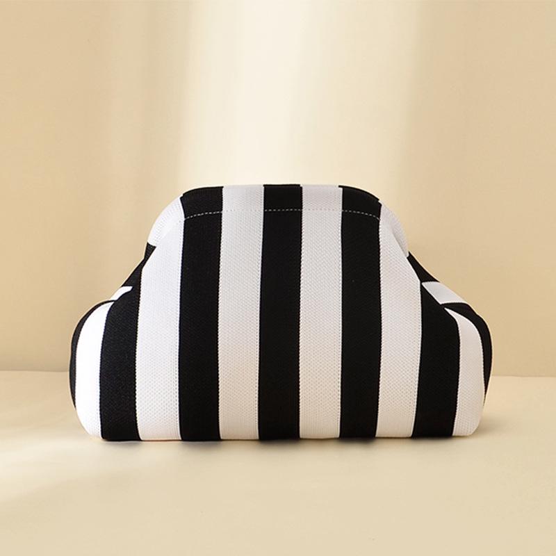 Pochette a Maglia Rigata - Borsa da Giorno Capiente per Trucco e Oggetti Essenziali