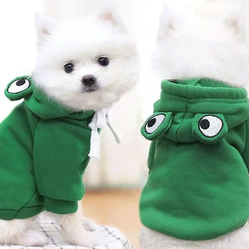 Dog Frog Shape Hoodies Pet Dog Cat Coats Winter Warm Cosplay Costume Pet Clothes Hooded Sweatshirt Suitable for S/M/L Dogs