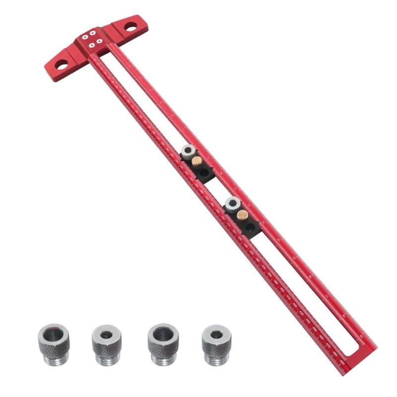 Multifunction T Shape Ruler with Clear Marking Precisions T Shaped Measuring Tool Aluminum Rule Tool for Engineering, Art