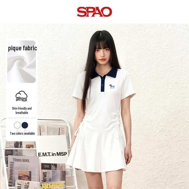 SPAO Women s Color Block Polo A-Line Dress M