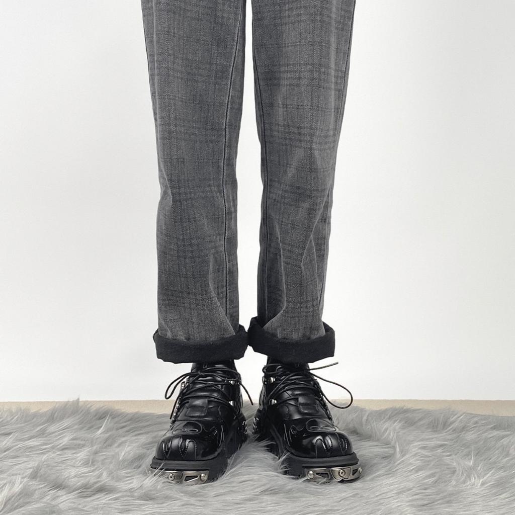 Männer und Frauen Vintage Rock Paar Schuhe Neue dunkle Punk Leder Retro Stiefel Metall Nischen Design Unisex Single Plateau Schuhe