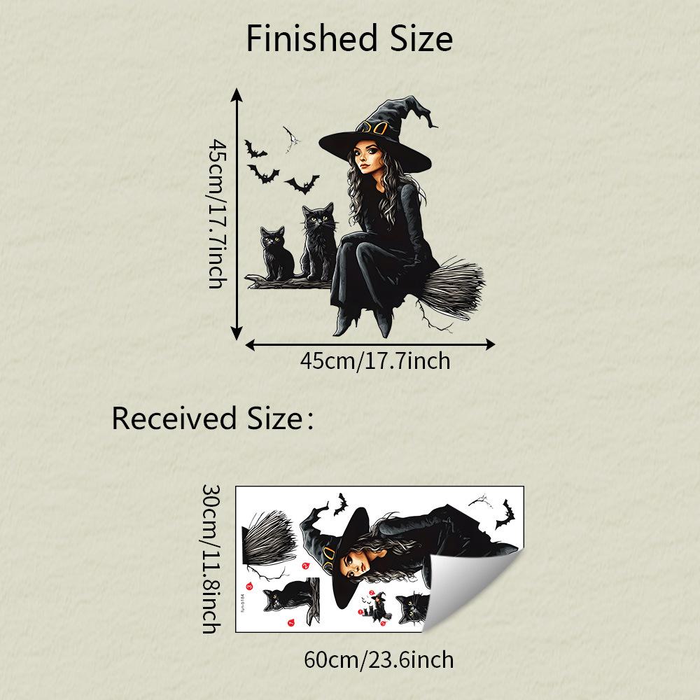 

Хэллоуин Мультяшная Ведьма Летучая мышь Черный кот Спальня Гостиная Украшение дома Наклейки на стену
