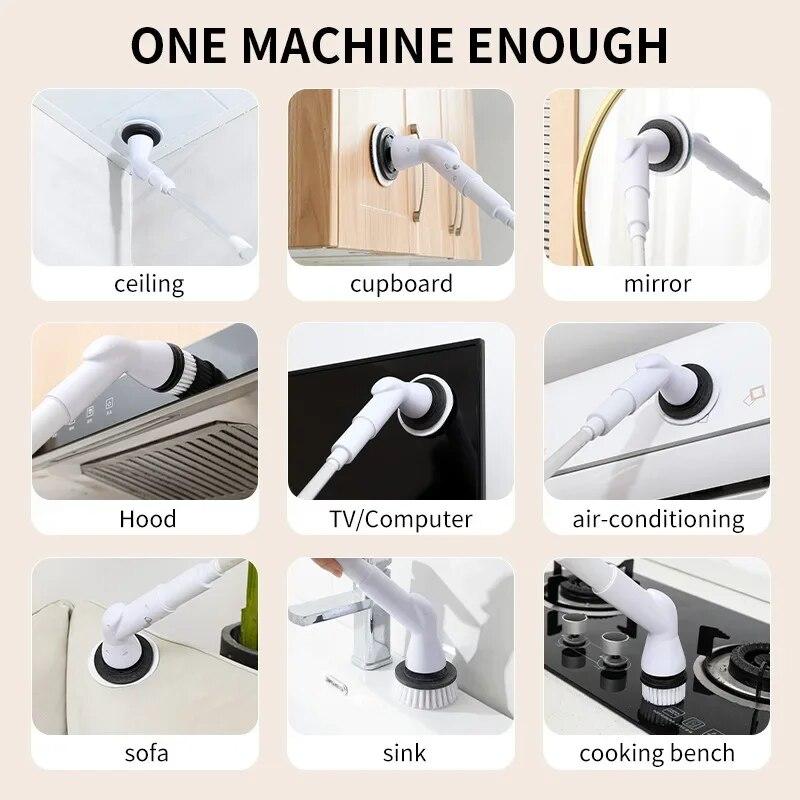 6 In 1 Electric Cleaning Brush Cordless Electric Spin Cleaning Scrubber Shower Cleaning Brush Kitchen Bathroom Cleaning Gadgets