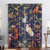 2PC Home Decoration Curtains With Black Background Flowers And Rod Pocket Curtains, Kitchen, Coffee Shop, Living Room, Balcony