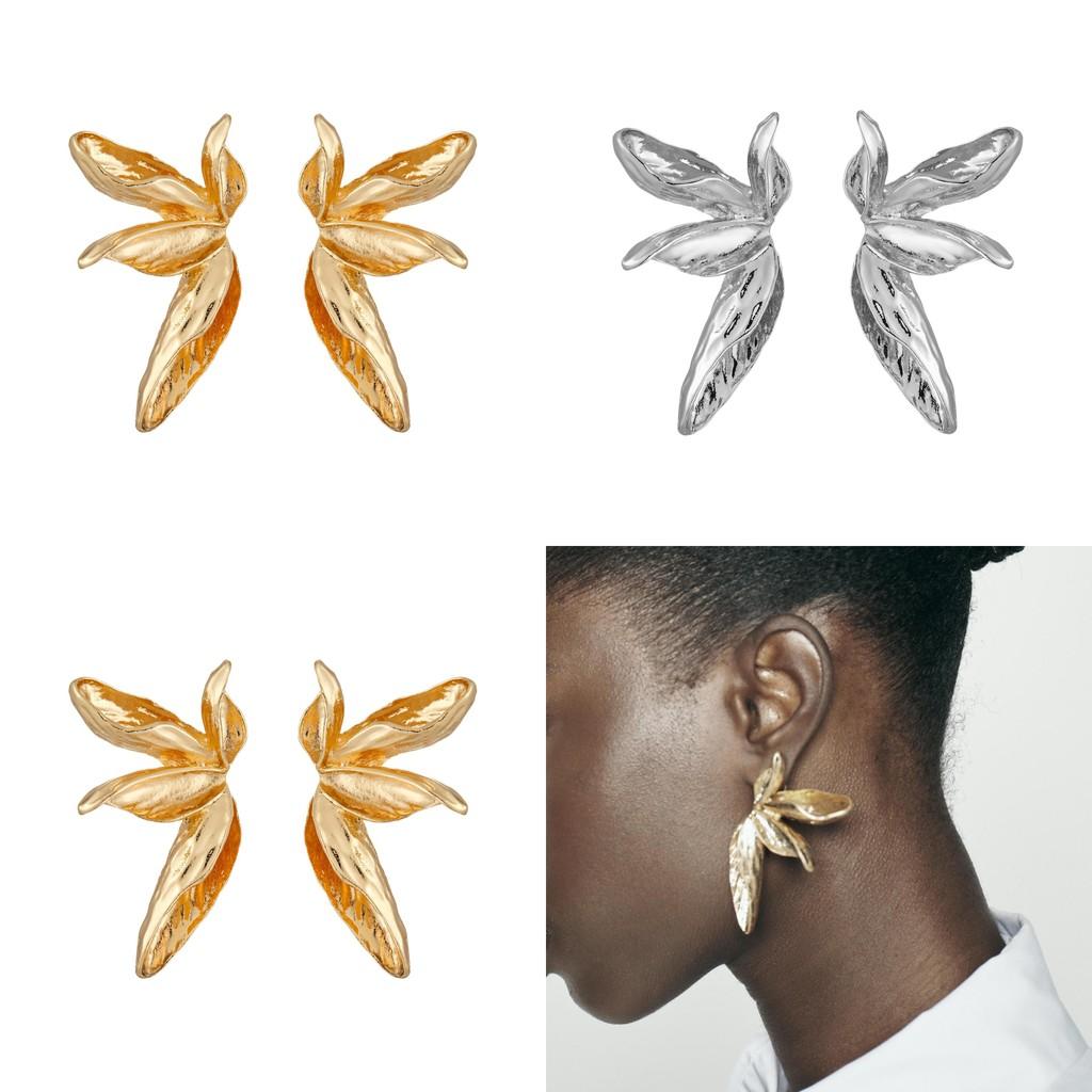 Beautifully Gold Crafted And Silver Floral Leaf Earrings For Trendy Women In Fashion Fall