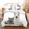 Bedding Set Pet Cat Print Quilt Cover and Pillowcase Single Double Bed Full Size Bedroom Bedding Polyester with Zipper Comfortable Quilt Cover