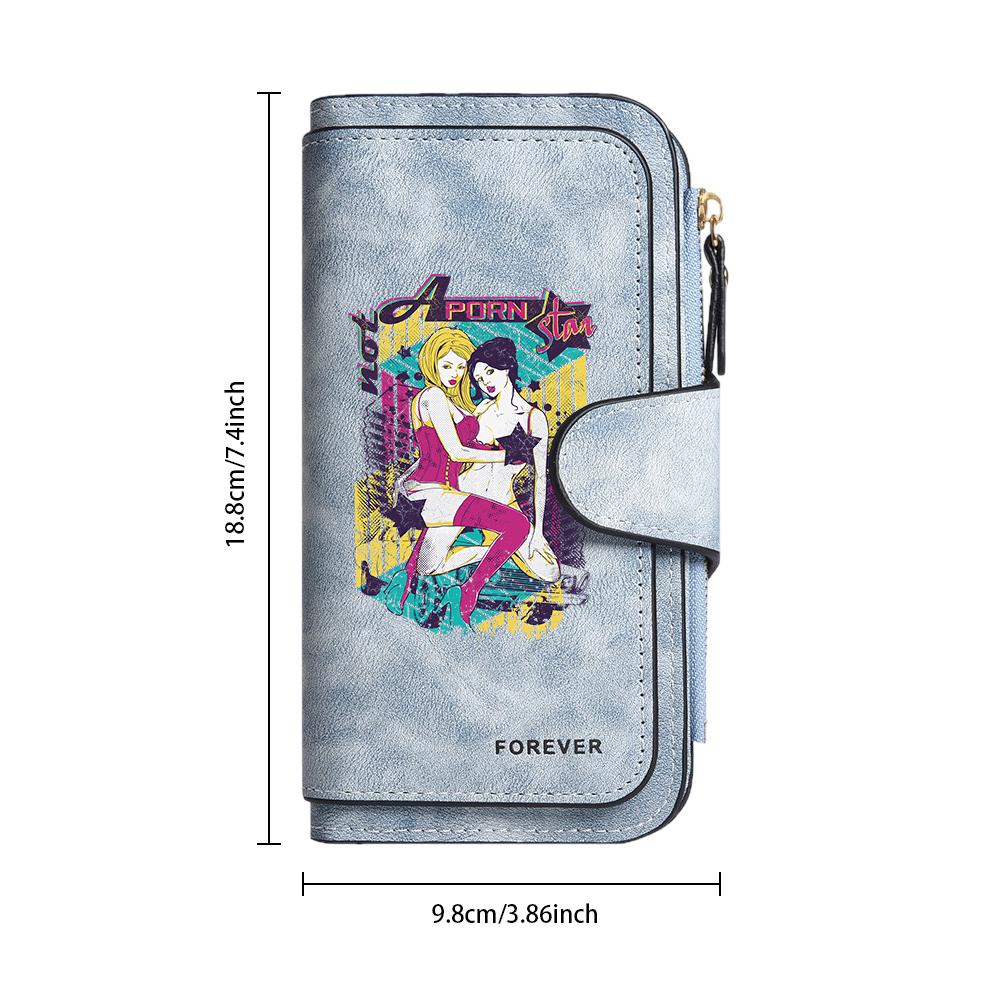 Retro Pattern Ladies Wallet Multi Card Pocket Large Capacity Bifold Purse