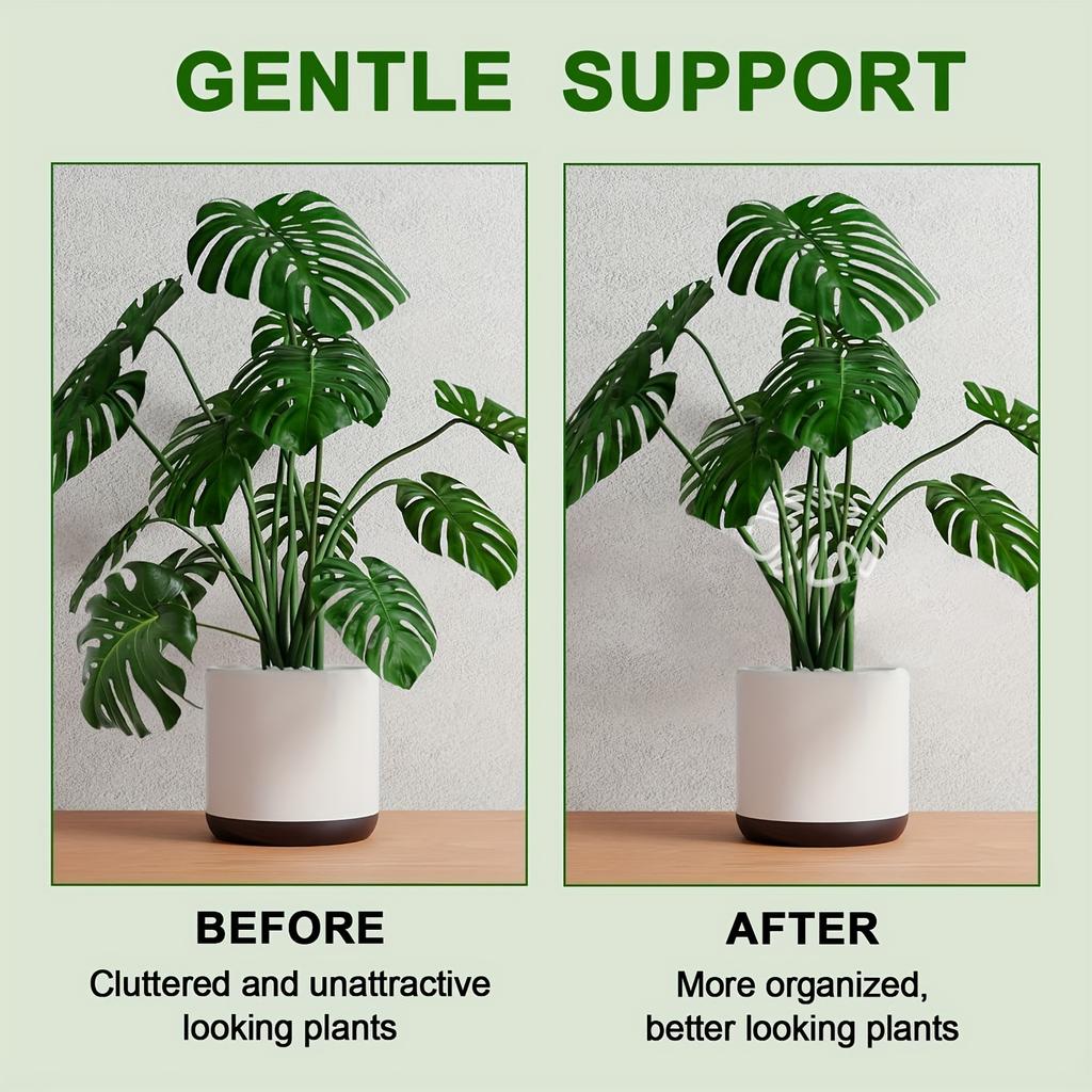 2-Piece Durable Plastic Tortoise Shell Plant Support Clips - Easy To Operate Bamboo Pattern Flower Retainer, Promote Healthy Stem Upright Growth