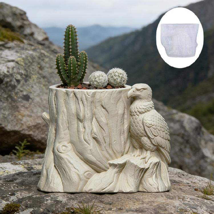 Planter Silicone Mold Flower Pot Concrete Mold Bird Tree Statue Cement Gypsum Mold Flower Vases Epoxy Casting Mold