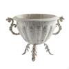 Vaso Trofeo Design Francese Bocca Larga Silhouette Manici Intagliati Fioriera in Metallo Invecchiato