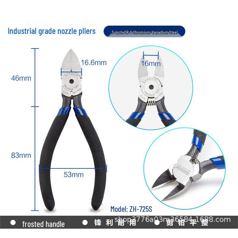 High-Quality Alloy Steel Japanese Mini Angled Cutters for Network Cable - Flat Jaw Shears with Angled Tip