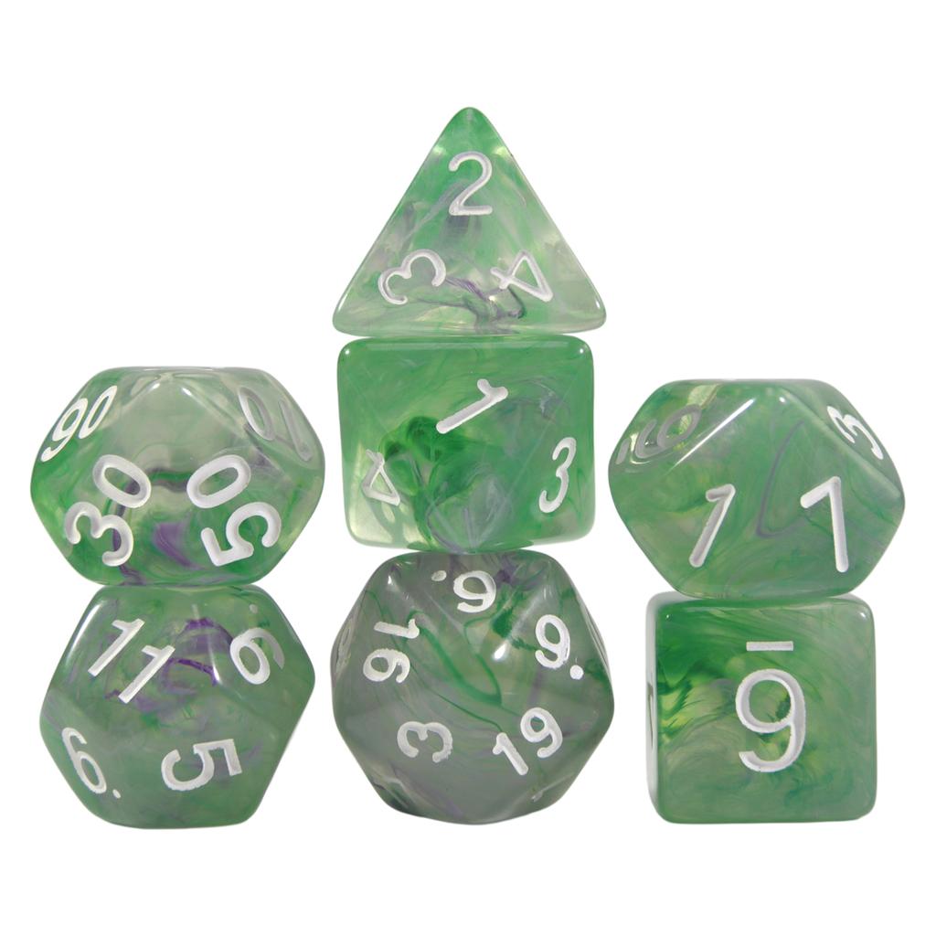 DND Dice Set 7pcs Multi Sided Dice with Haze Swirl Effect for Board Game DND TRPG, As Gift and Collection