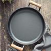 ZISIZ Cast Iron Frying Pan with Wooden Handles