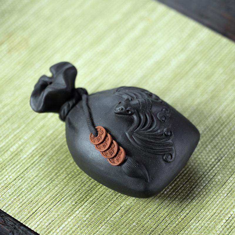 Chinese Yixing Purple Clay Tea Pet Lucky Money Bag Model Ornaments Handmade Sculpture Crafts Desktop Decors Tea Set Decoration