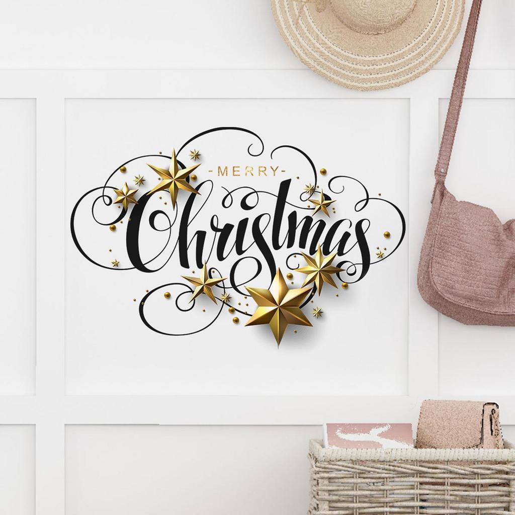 Christmas Wall Sticker Xmas Stars Decal Holiday Ornament Easy to Clean Art Murals
