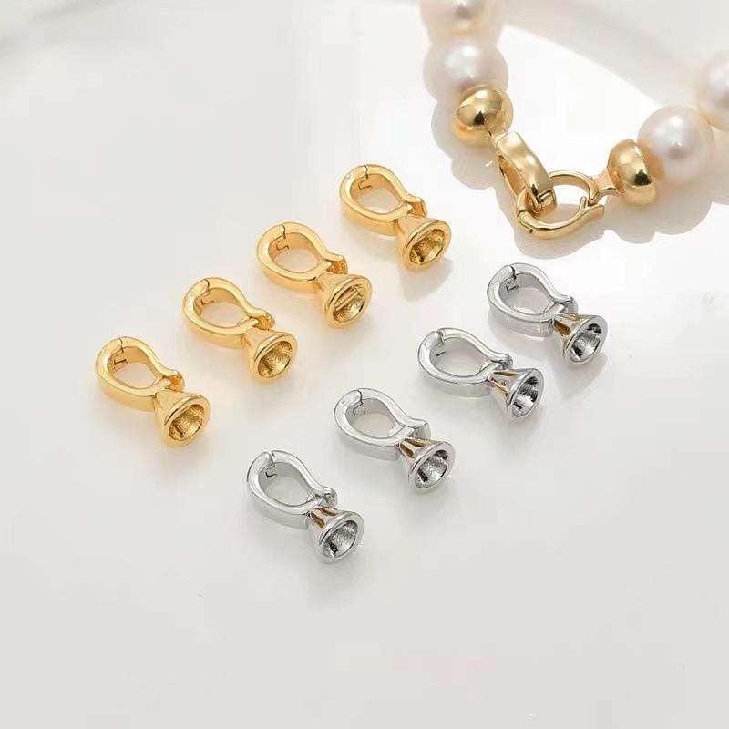 14K Copper Pearl Necklace Spring Clasp and Connector for DIY Jewelry