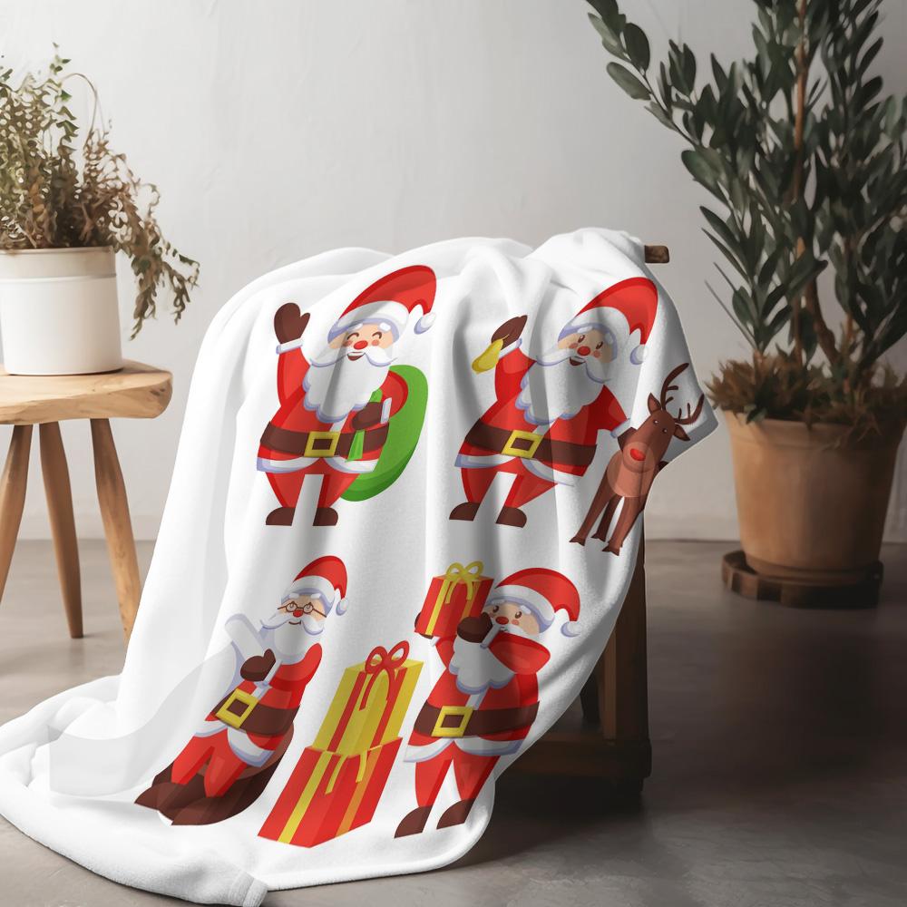 Festive Christmas Blanket Santa Claus Throw Holiday Home Decor Cozy Reindeer Gift Xmas Dorm Bedspread Warm Winter Blanket Cute S 75x90cm