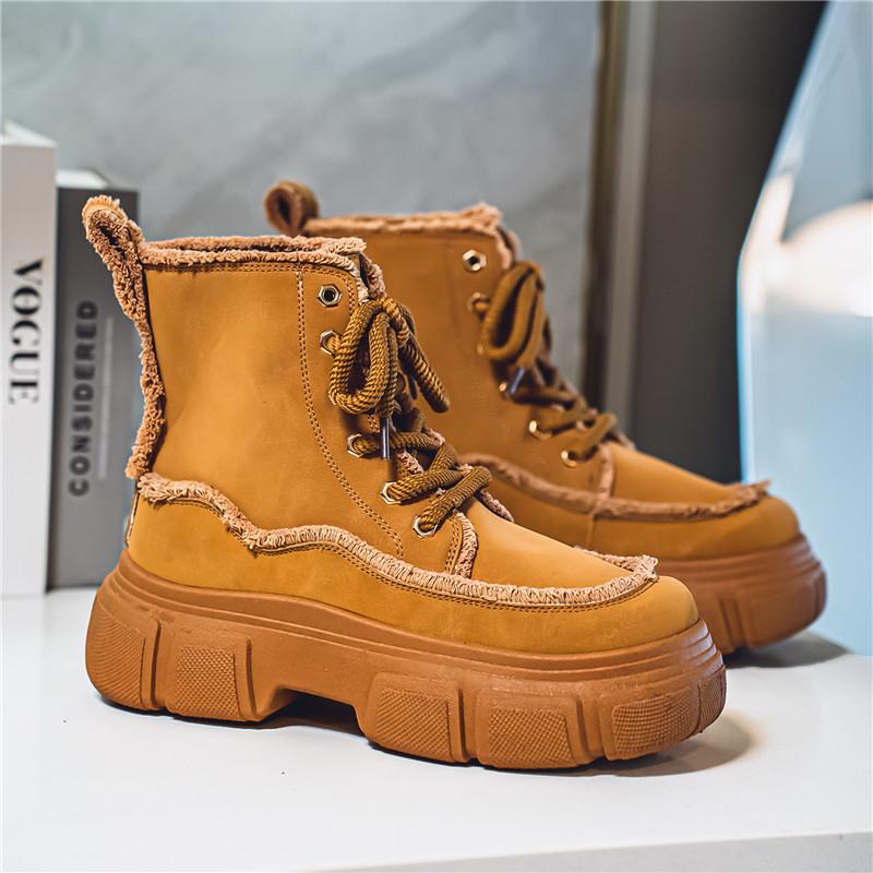 

Shoes for Men Fashion High-top Platform Boots Lace-up Casual Height-increasing Tooling Board Shoes High Quality Mens Ankle Boots 39
