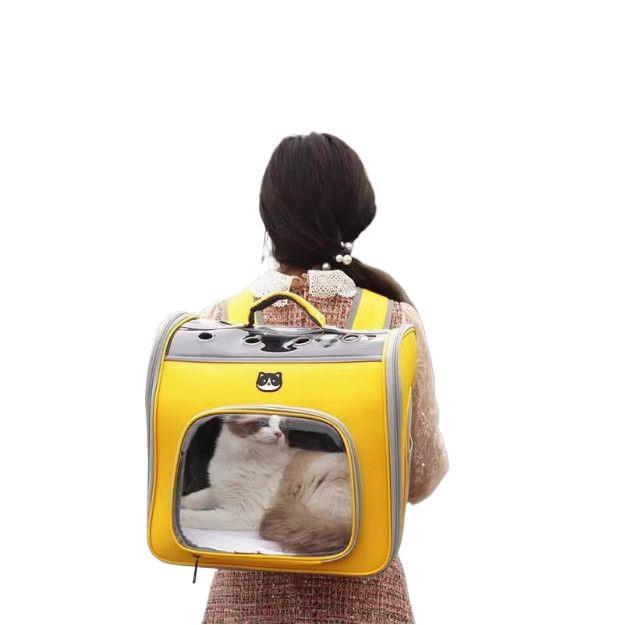 Trendige Tragbare Haustiertransportbox: Atmungsaktiver Rucksack in Unifarben mit großem Fassungsvermögen für Katzen und Hunde
