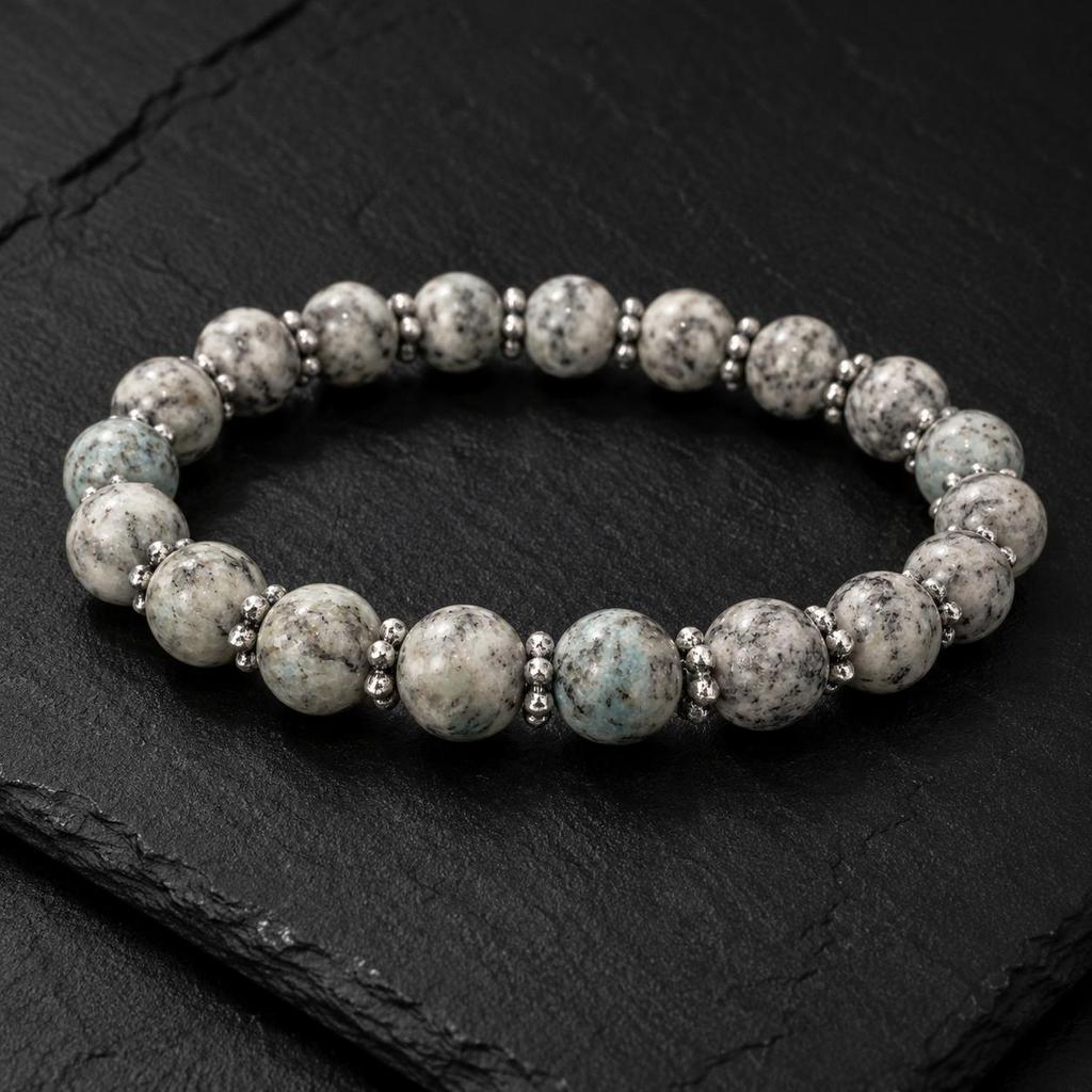 8mm Natural K2 Jasper Gemstone Round Beads Stretch Bracelet 7.5" , Handmade Energy Stone Bracelet, Unisex Jewelry CSB-17