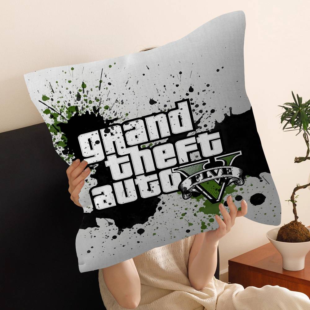 Action Game Grand TTheft Auto Cushion Cover Car Throw Pillow Case For Sofa Car Christmas Gift 40x40cm 45x45cm