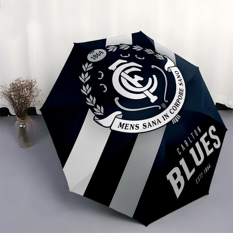 Carlton Blues, AFL Team Crest Automatic Opening and Closing, 8 rib Structure Portable Umbrella, Suitable for Men and Women in All Seasons  P